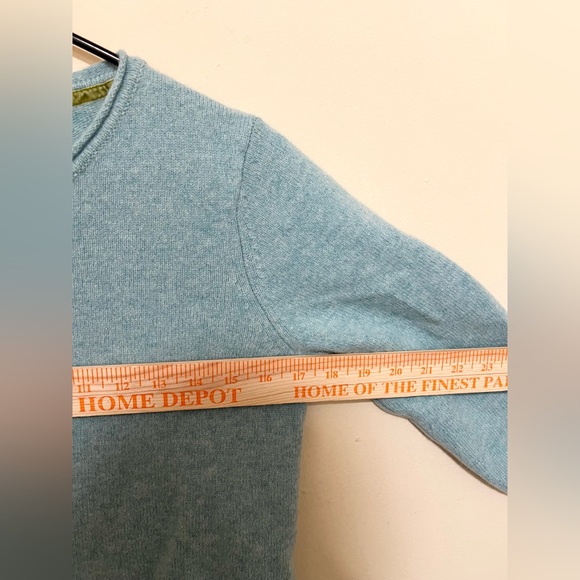 SUNDANCE S Kirsten Merino Wool Cardigan Pockets Teal Blue Green Trim Academia - Picture 6 of 8